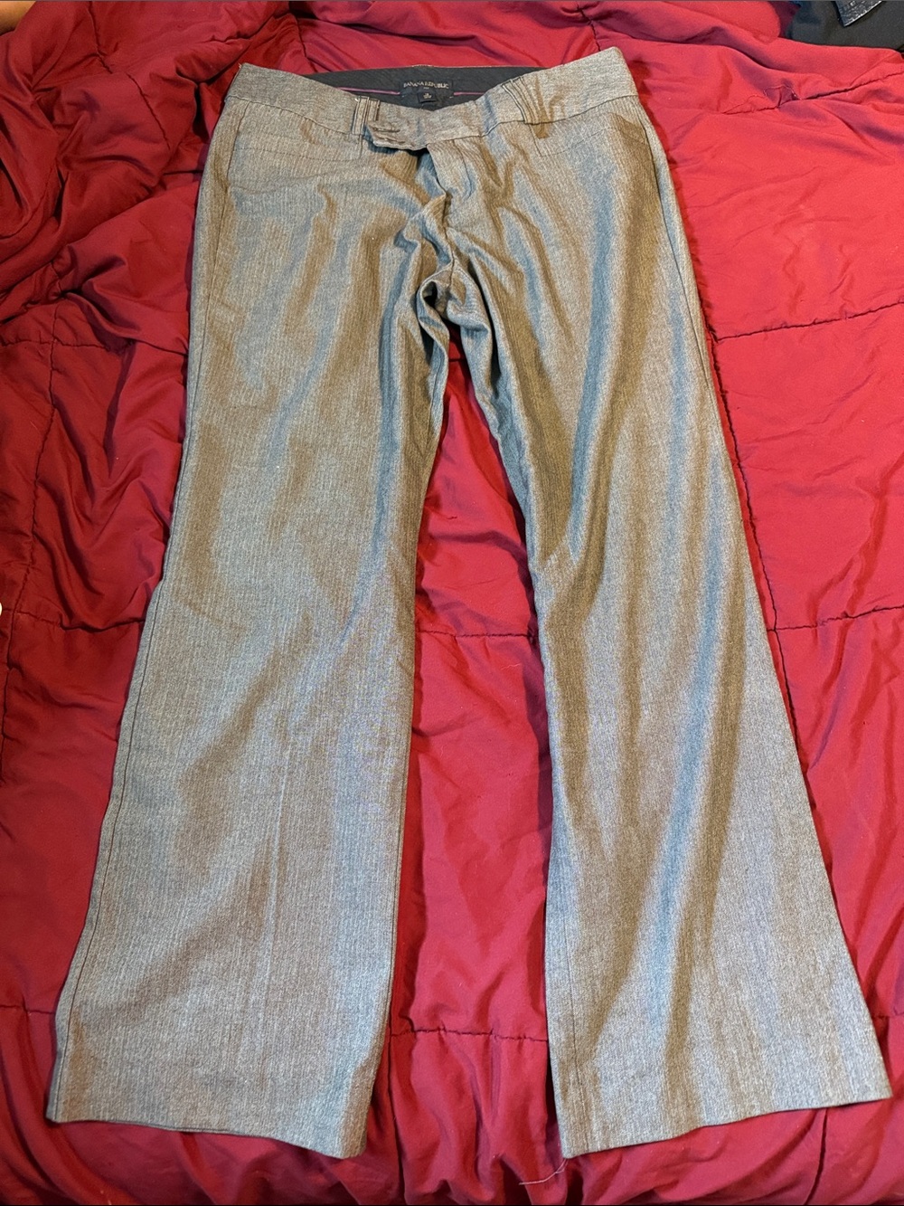 Banana Republic Grey Wide Leg Trousers With Houndstooth Detail